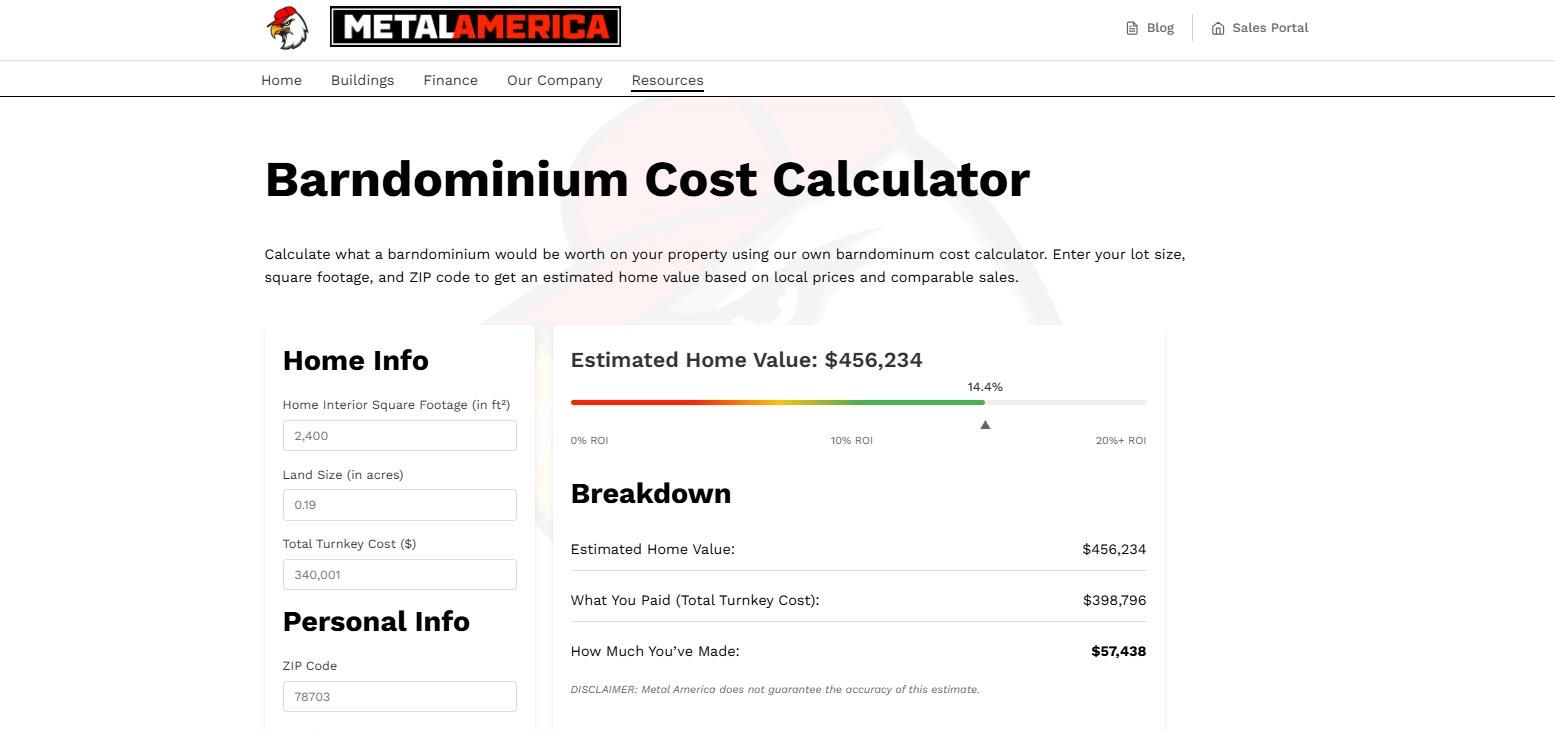Barndominium Cost Calculator